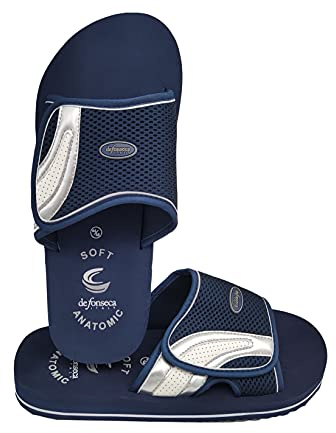 de fonseca Originale Modello Amalfi Ciabatte Pantofole Uomo Strappo Suola Anatomica Fondo AntiGraffio per Casa Giardino Spiaggia Doccia qualità Italiana (Blu M1, 43)