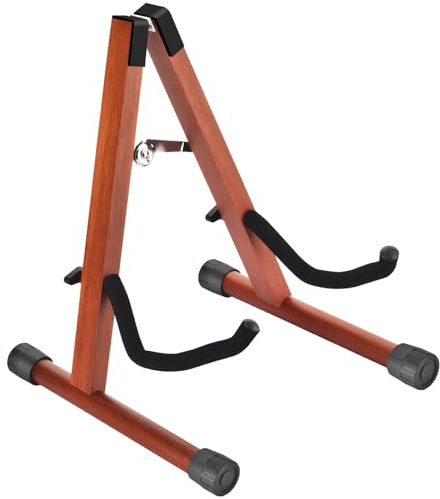 DOMMI Guitar Stand, Wooden Guitar Stands for Acoustic Guitars, Electric and Bass, Portable A-Frame Guitar Stands Floor with Non-Slip Rubber and Soft Foam Arms, Easy to Assemble, Folding for Travel