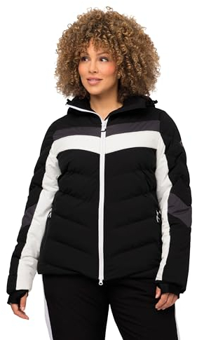 Ulla Popken Damen große Größen Übergrößen Plus Size Performancejacke, wasserabweisend, Schneefang, 2-Wege-Zipper schwarz 54+ 812324100-54+