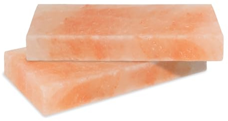 Ansobea 2 set L saltsten för grillning, 20 x 10 x 2,5 cm salt grillstenar, original kristallsalt från förberedelsen, återanvändbar saltgrillsten, saltplatta för grillning för BBQ