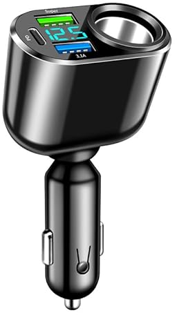 Chargeur de voiture - Adaptateur répartiteur - Chargeur de voiture 90 W - 66 W USB - Charge super rapide et PD 30 W - Voltmètre LED
