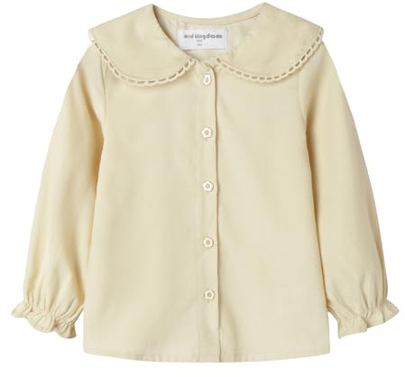 Mud Kingdom Girls Shirt Peter Pan Collar Corduroy Blouse Button Down School Uniform Ruffle Cuff Plain