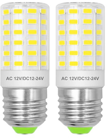 XIMNCHNI E27 12V LED Lampe 8W Ersetzt 60W - 80W 806LM für Boat RV Innenbeleuchtung Wohnmobil Gartenhaus AC12V/DC12V-24V E27 Garagelampe LED Leuchtmittel Nicht Dimmbar Kaltweiss 6000K, 2er-Pack