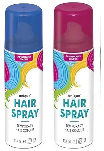 133ml washable temporary hair colour spray kids adults Halloween Glitter Temporary dye (Blue and Pink Hair Spray, 133ml)
