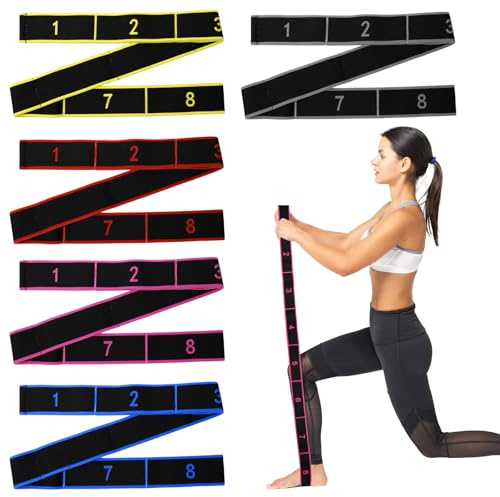 Sxutop 5 Pièces Bande Élastique de Yoga Résistance Band Fitness 8 Niveaux de Forces Bande Élastique Musculation Bande Elastique Etirement pour Fitness, Yoga, Pilates, Danse, Gymnastique (5 Couleurs)