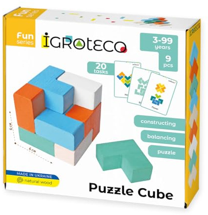 Igroteco® 3D-träpussel – färgglatt pusselspel för barn – främjar logik och motorik – hållbara träleksaker