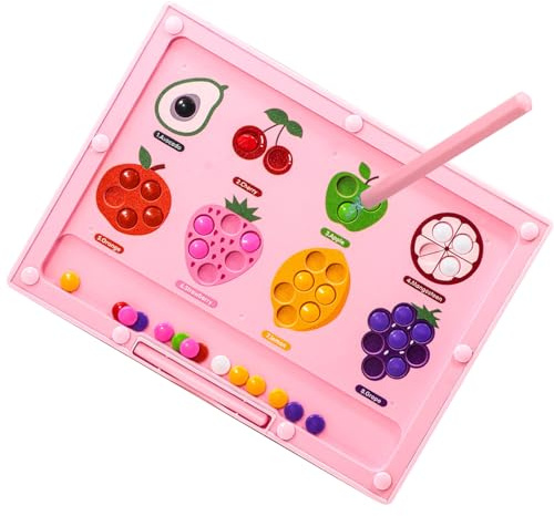 Magnetiska labyrintskiva, magnetisk färg och nummer Maze Förskolan lär sig | Fruktfärg Learning Toys för småbarnsförskjutningskoncentrationsträning för barn pojkar flickor