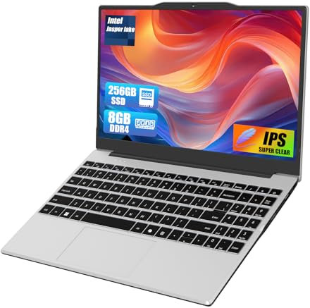 2025 Neueste Tragbarer Laptop für Studenten und Unternehmen,14 Zoll Notebook Computer FHD IPS Display,8GB RAM 256GB SSD,Celeron N5095(Bis zu 2.9GHz,Beats N4020),QWERTY Numerische Tastatur,WiFi,Webcam