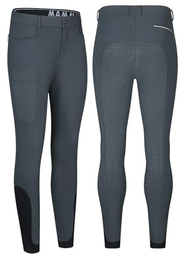 LYHYDMA Reitleggings Professionelle Reithose for Herren, Vollsilikon, Reitsporthose, elastisch, schnelltrocknend(Gray,XXL)