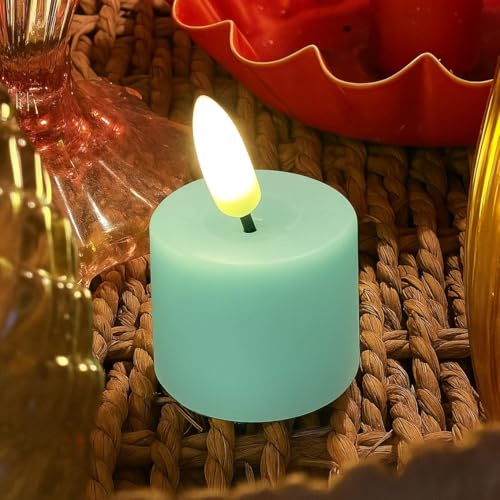 Talking Tables Flameless LED Tealight Candle Sage Green Realistic Flickering Effect Reusable Battery Operated Candle for Autumn Spring Weddings Parties and Home Décor 5cm