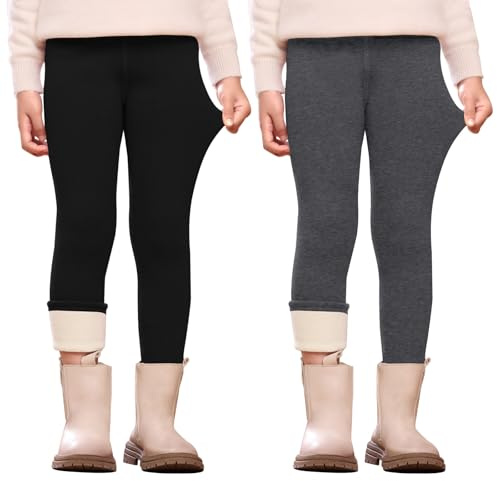 Vorvowry Termoleggings för flickor, mjuka, fodrade och stretchiga termobyxor, tjocka, mysiga och varma vinterleggings för barn