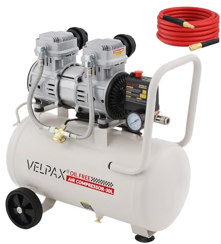 Ultra Quiet Air Compressor, Only 68dB, 8 Gallon Tank, Oil-Free, 110V/60Hz 1.75HP, 7.42CFM@115PSI, Air Compressor Perfect for Spray Painting, Auto Repair, Tire inflation, Woodwork nailing