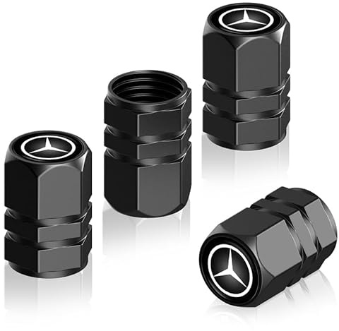 4 Tappi per Valvole di Pneumatici per Mercedes Benz CESM CLK GLK GL AB GLS GLE AMG Series Auto, Sostituzione Tappi Parapolvere Pneumatici Auto, Accessori per Pneumatici