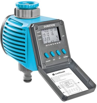 Cellfast Controlador de riego Digital cellPRO™, Control Suave, 2 ciclos Individuales, Programación semanal, UNIFIT, G3/4,G1, 52-095