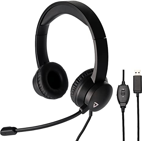 Thronmax THX-20 USB-Headset mit Bügelmikrofon (THX20) mit gepolsterten Kopfhörern und integrierter Fernbedienung für Bequeme HQ Kommunikation bei Onlinekursen / Videospielen / Chat / etc.