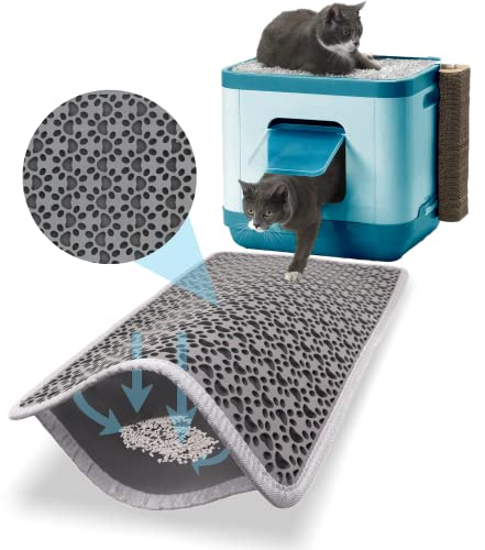 Bazerga Tappetino per Lettiera Gatto Lettieragatto Tappetini Gatti e Casa Di Servizi Igienici Tappeto Sabbia Impermeabile Non Tossico Doppio Strato%100 Eva Con Zampa Del Cat Litter Mat