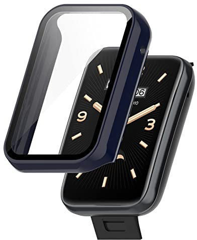 Zzjingli. PC+ Toughened Film Vollständig geschlossenes Uhrengehäuse for Xiaomi Mi Band 7 Pro (transparentes Weiß) (Pink) (Schwarz) usw (Color : Blue)