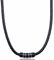 David Galvani Herren-Kette mit Bead-Anhänger aus Edelstahl, Halskette für Herren, Edelstahl, Kugel, Lederkette,Leder geflochten (Schwarz, 45)