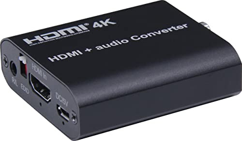 PremiumCord Estrattore audio HDMI 4K con corsa audio su jack stereo, SPDIF Toslink, RCA Cinch, colore nero