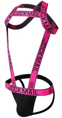 Mens Harness Sport Shoulder Strap with Jock Strap Fitness One-piecs Mens Harness with Jockstrap Bodysuit (rose, L)