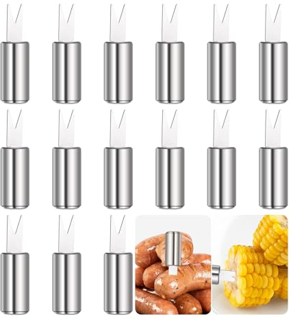 15 pezzi di supporto per pannocchie di mais, spiedini in acciaio inox, per pannocchie di mais, per barbecue, per Natale, Oktoberfest, campeggio, picnic, feste, in acciaio inox
