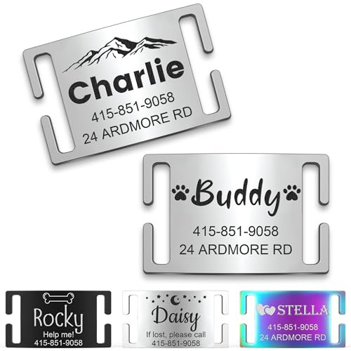 GISUREY Medaille Chien avec Gravure, Médaille Plaques d'Identification Silencieuses Personnalisées pour Chien et Chat, Médaille Chien Gravée Durable en Acier Inoxydable, Icône Design, Argent
