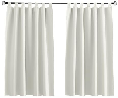 Tenger Home Tenda corta oscurante per finestra della cucina, per camera da letto, con passanti, 1 pezzo (Avorio, 70x120 cm