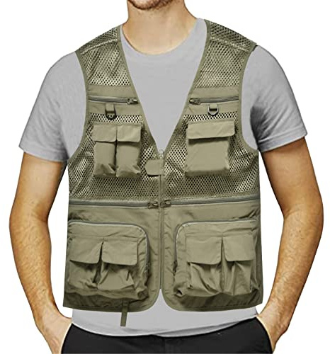 Paris Suit Boys Men's Jacket Field Emergency Field Fishing Vest with Pockets Vests Warm, khaki, L