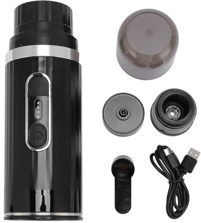 WOHPNLE 20 Bar Pressure Portable Coffee Machine, 2000mah Rechargeable Battery Espresso Machine Stainless Steel Liner Compact Coffee Maker with Capsules & Coffee Powder