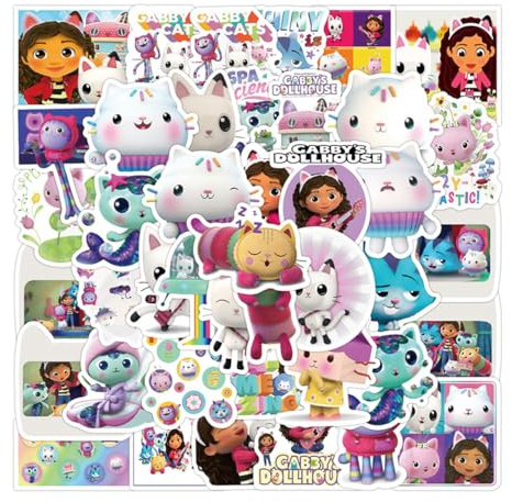 PEXIVOZ 50 Pezzi Ga_bby's Dollhouse Adesivi Bambini,Adesivi Scrapbooking,Adesivi per Computer Portatile,Adesivi Divertenti,Adesivi dei Cartoni Animati per Bambini Adolescenti Adulti,Impermeabili
