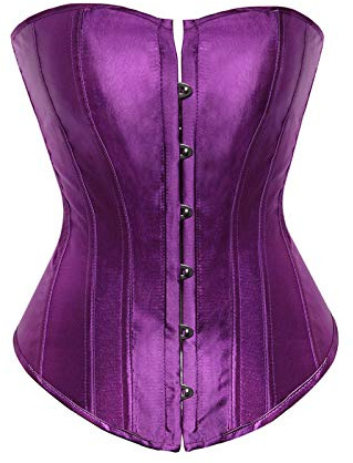 WERNZATT Corset Tops for Women Lace Up Bustier Shapewear Sexy Lace Floral Waist Plus Size Lingerie Halloween Cosplay Costumes (D Purple, XL)