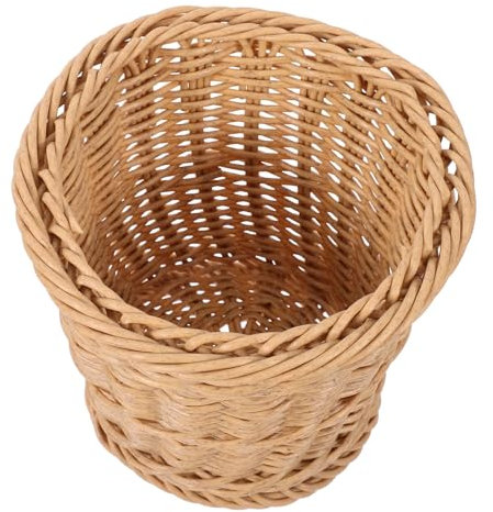 Cabilock Panier à Déchets Rond Osier Tissé Faux Rotin Corbeille de Rangement pour Salle de Bain Cuisine Jouets pour Linge