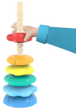 Jouet empilable - Tour d'anneau rotative - Jouet pour bébé - Couleurs arc-en-ciel - Jeu éducatif - Développement pour garçons et filles - Cadeau d'anniversaire