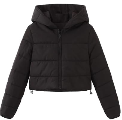Lvguang Doudoune Courte pour Femme Matelassée Veste à Fermeture Manteau à Capuche d'hiver Chaude Manteaux