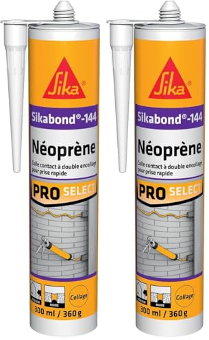 SIKA - Colle contact à prise immédiate - SikaBond-144 Néoprène Marron - Multi-usages - Très bonne adhérence sur de nombreux supports courants du bâtiment - 300ml (Lot de 2)