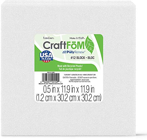 FloraCraft CraftFōM Block 0.5 Inch x 11.9 Inch x 11.9 Inch White