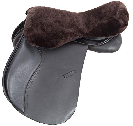 Merauno English Merino Sheepskin Saddle Seat Cover – equitazione pelle di agnello Coprisella in inglese marrone (M)