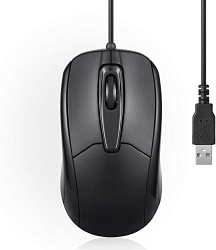 Perixx PERIMICE-209U Kabelgebunde USB Maus mit Scrollrad, geeignet für Links- und Rechtshänder, zur Nutzung am Desktop-PC und Laptop, Schwarz