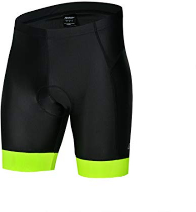 bpbtti Mens Gel Padded Cycling Shorts Bicycle Riding Pants Bike Biking Clothes Cycle Tights (L - Waist 34-36, Black/Hi-Viz Yellow)