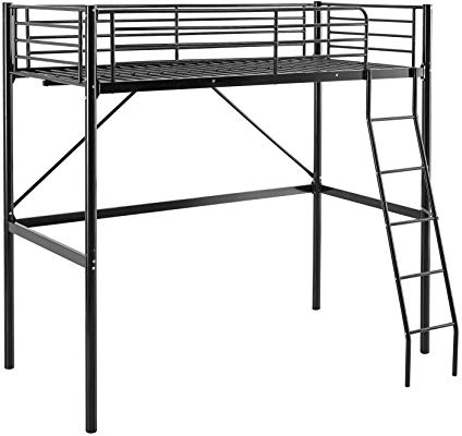 MUEBLIX | Literas Juveniles 90x190 | Cama Alta Individual | Estructura de Metal | Literas Juveniles Baratas con Escalera | Ideal para Loft para Escritorio Debajo | Modelo Pedro