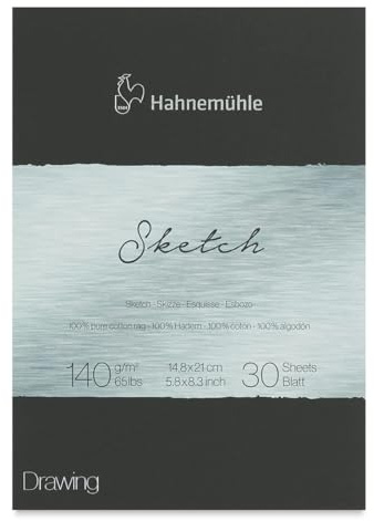 Hahnemühle The Collection Sketch, Skizzenblock aus 100% Baumwolle, 140 g/m², 30 Blatt, DIN A5