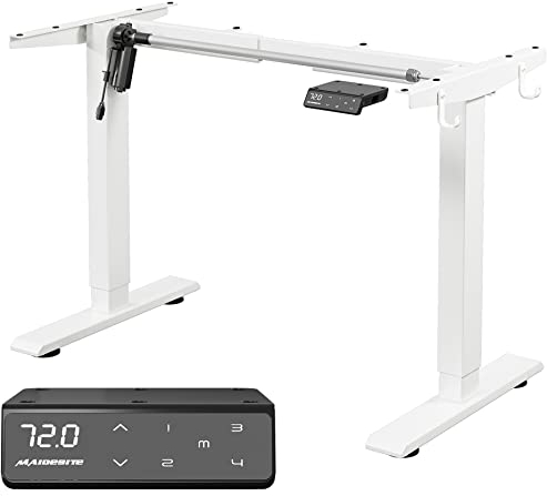 MAIDeSITe Schreibtisch elektrisch mit starken Motor, tischgestell höhenverstellbar 2 teiligen Beinen sowie auch 4 Memory-Steuerung -T1 Pro(Weiß)