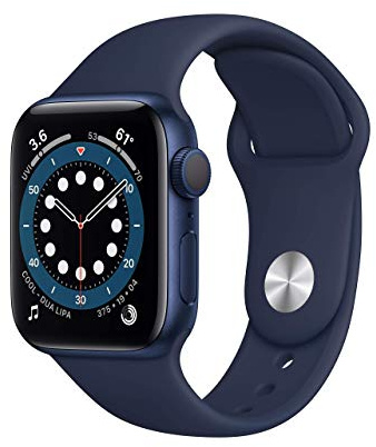 Apple Watch Series 6 (GPS, 40mm) - Blue Aluminum Case with Deep Navy Sport Band (Renewed)