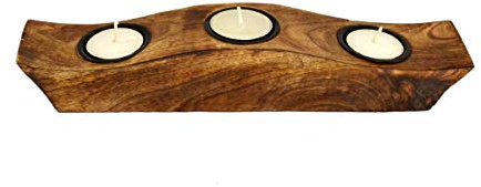 eTroves Wooden Tealight Candle Holder Set - Mango Wood Boat Tea Light Votive Candle Holders - Personalized Wood Tealight Holders for Rustic Wedding Birthday Anniversary Party