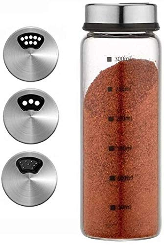 Pot d'assaisonnement ménager Bouteille d'assaisonnement Boîte d'assaisonnement Pot à Sucre en sel Boîte à Poivre Réservoir d'assaisonnement Solide Grands et Petits Trous Option 300 ML