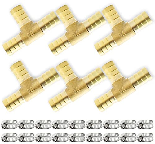 Bwintech 6 st slanghullingbeslag, 12 mm Tee rörmontering med 18 st klämmor