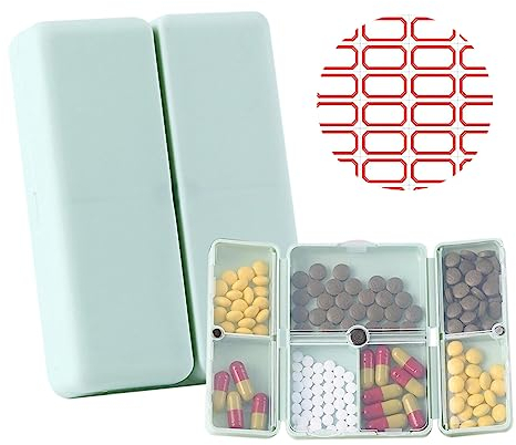 EACHPT Reise Pillenbox,Tablettenbox 7 Tage Kunststoff Pillendose,Tragbares Pillenetui mit 7 Fächern Magnetische Faltbare Pillendose für Tägliche und Reise Medikamentenbox Vitamine Fischöle