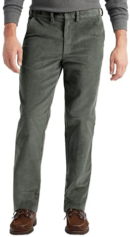 Pantaloni da ufficio da uomo in velluto a coste, leggeri, in cotone a 3 lunghezze, pantaloni casual da lavoro intelligenti con tasche, taglie da 30 a 50, Verde oliva, 46W x 27L