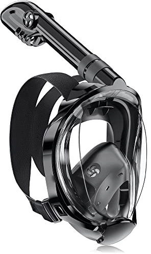X99 Schnorchelmaske Vollmaske,180-Grad-Sicht Anti-Fog Tauchmaske mit Sportkameras Kompatible, Taucherbrille für Erwachsene