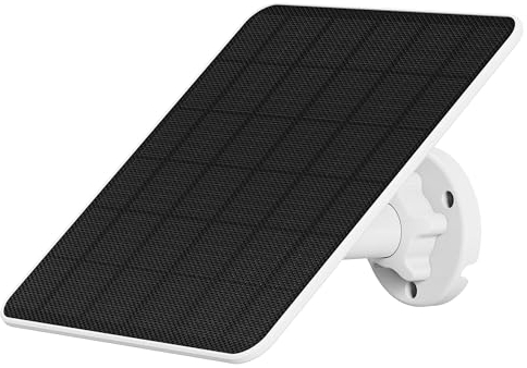 NIVIAN - Panel Solar 6W para Cámaras de Seguridad IP | Conector USB Tipo C y Adaptador MicroUSB | Fácil Instalación con Soporte Ajustable, Blanco, 1 Unidad, Plástico